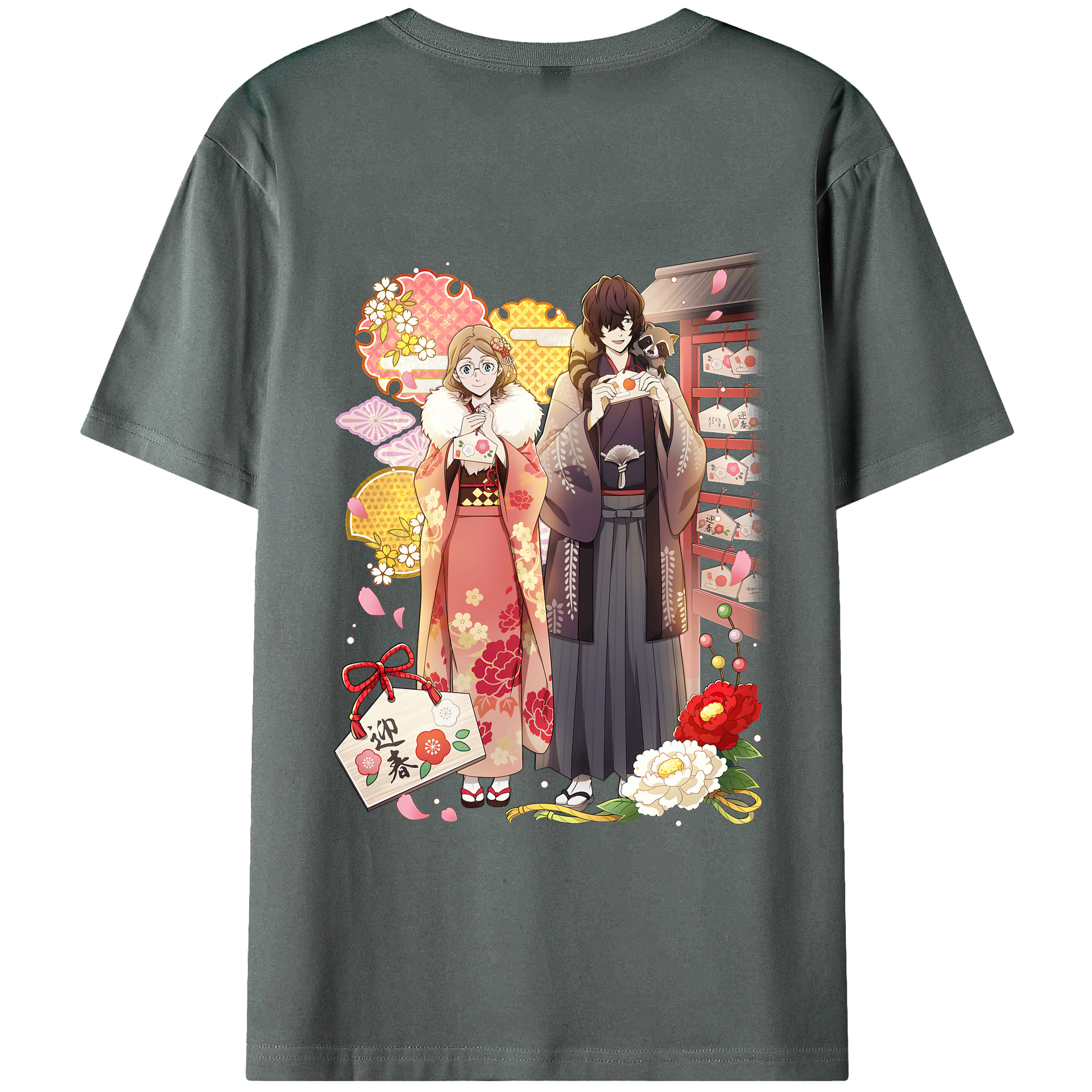 （画像用） 文豪ストレイドッグス Bungo Stray Dogs 綿100％ メンズ半袖Tシャツ（バックプリント） 通気性